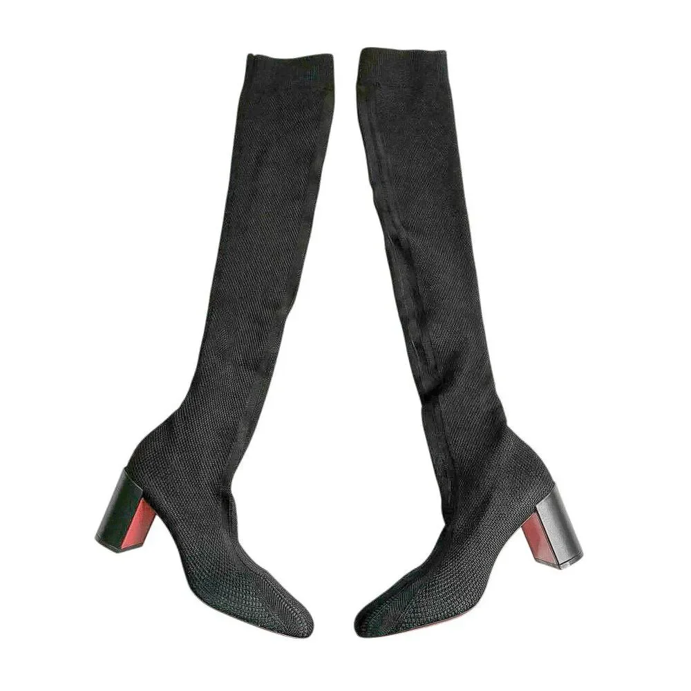Christian Louboutin Beyonstage Botta 70 Over the Knee Thigh High Boot Black 36.5
